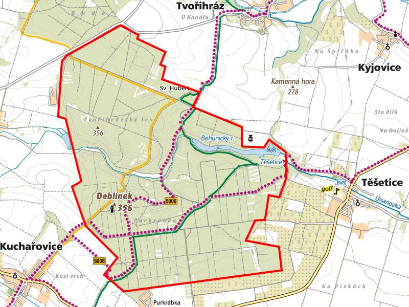 Lokalita Tvořihrázský les - mapa (MAPYCZ)